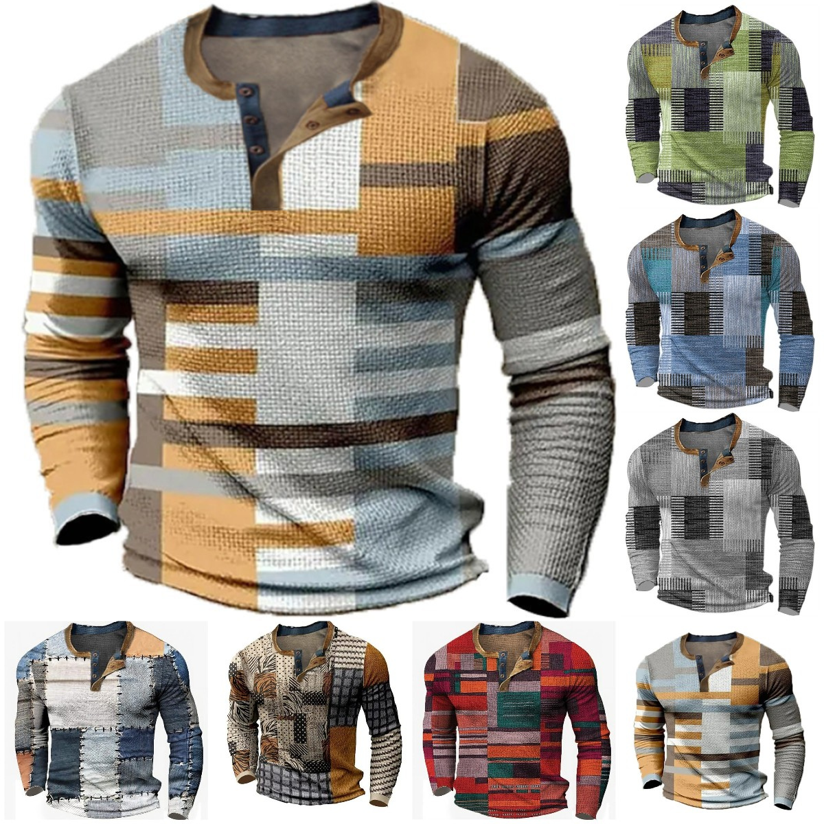 🎁😍[Oferta por tiempo limitado] 👔[S-4XL] Camiseta estampada de manga larga para hombre