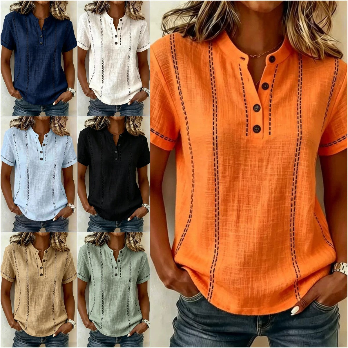 ⏳ ¡Oferta por tiempo limitado! ⏰【S-3XL】Nueva camisa casual de manga corta para mujer, de algodón y lino