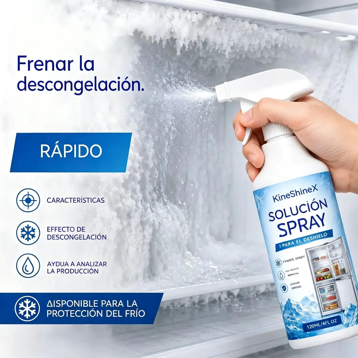 🔥【2 botellas por 28 euros】❄️ Nuevo spray descongelante 2026 🧡 Elimina rápidamente el hielo del congelador