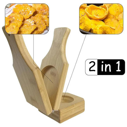 🍌 Prensa 2 en 1 de madera para tostones y plátanos