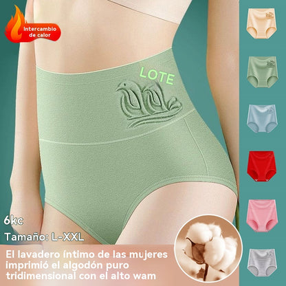 🩲【4 piezas】【45-90kg】💟 Ropa interior antibacteriana de cintura alta fabricada en puro algodón que no deja marcas.