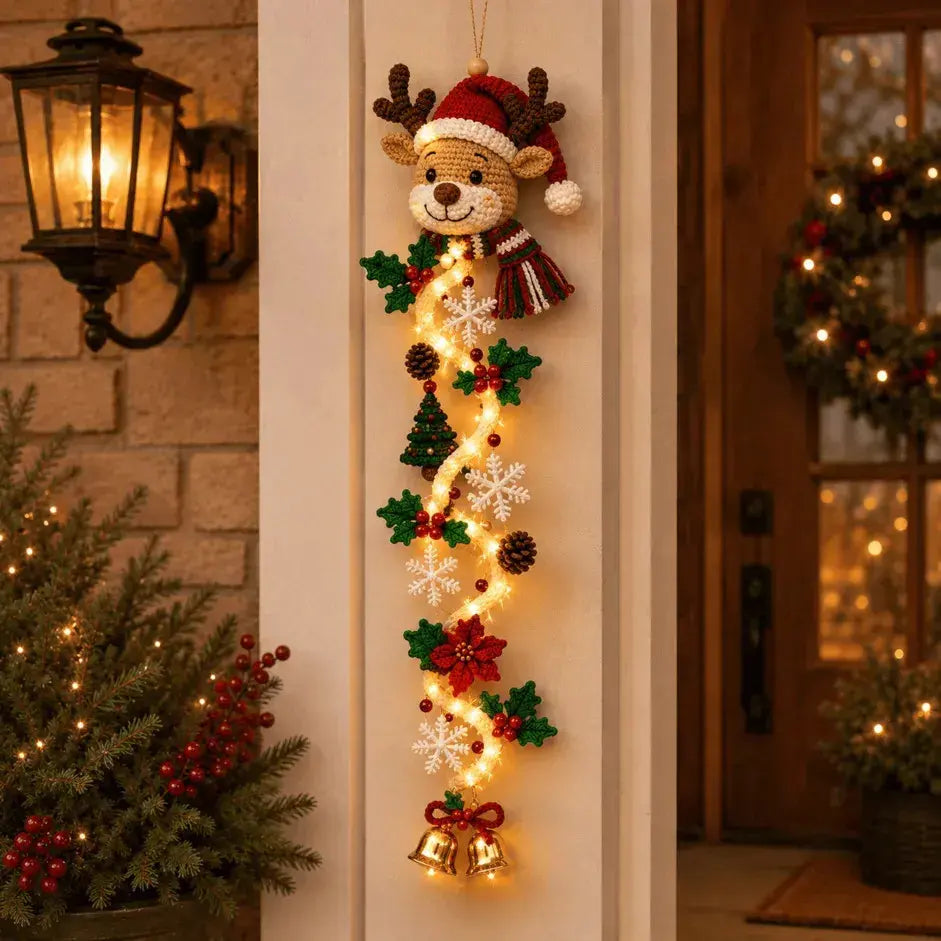🎄 Decoración navideña luminosa para puertas MerryCascade | 6 diseños festivos, luz cálida, detalles en 3D y diseño vertical que ahorra espacio ✨