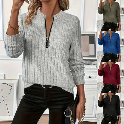 😍💥Sudadera de punto sencilla y moderna de 2025, con mangas largas y diseño de cremallera.