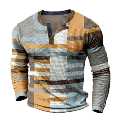 🎁😍[Oferta por tiempo limitado] 👔[S-4XL] Camiseta estampada de manga larga para hombre