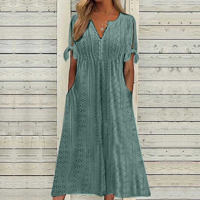 💋【🏆 El más vendido】Vestido sencillo de mujer de talla grande en color liso, suelto y casual ✅️ Pago contra reembolso