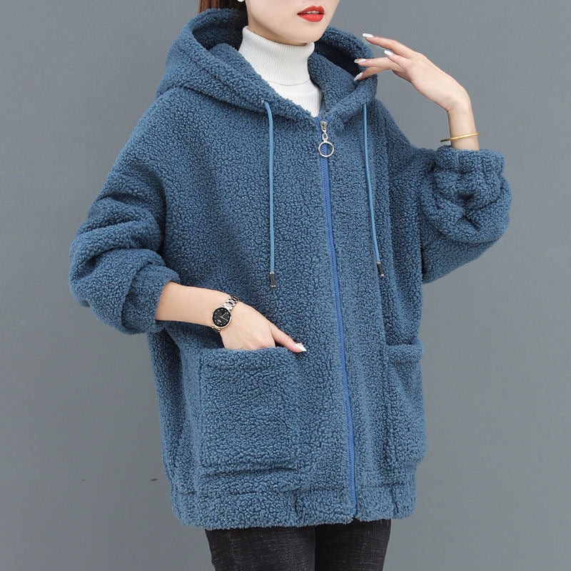 🔥✨【M-4XL】Abrigo con capucha de lana de felpa para mujer, nueva moda de invierno 2026