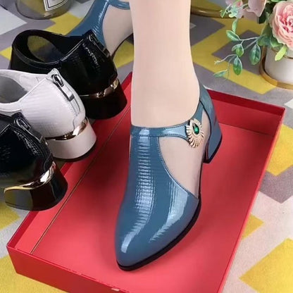 🔥👠【35-40】🏆💖Zapatos elegantes de mujer con tacón de malla y piel suave.