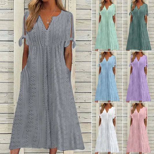 💋 Más vendido🏆【40-120 kg】Vestido sencillo de talla grande para mujer, de color liso, corte holgado e informal ✅️ Pago contra entrega