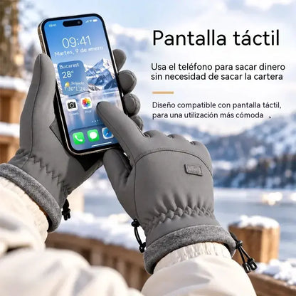 Guantes de invierno para hombre, impermeables y cortavientos · Forrados con tejido polar · Totalmente compatibles con pantallas táctiles · Palma antideslizante · ¡Ideales para ciclismo, esquí y senderismo!