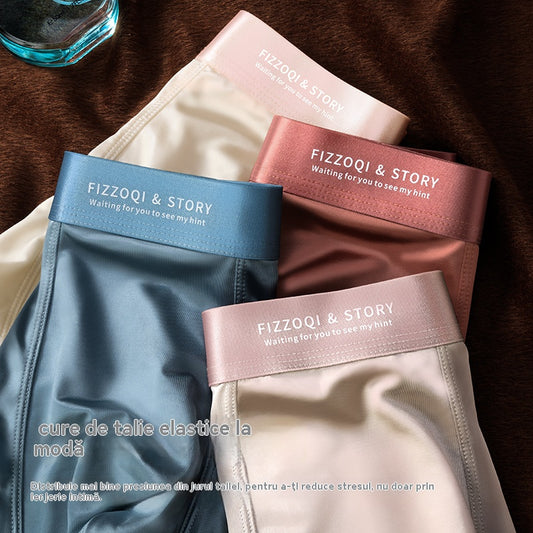 🔥【4 piezas】Ropa interior masculina nueva, seda helada, verano, transpirable, bóxers, satén, ropa interior masculina