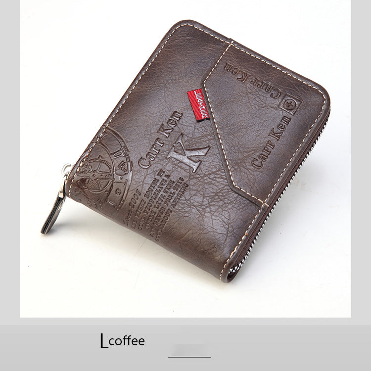 🔥【50% έκπτωση】 Ανδρικό πορτοφόλι με φερμουάρ στυλ ρετρό, μικρή φιγούρα μεγάλη χωρητικότητα
