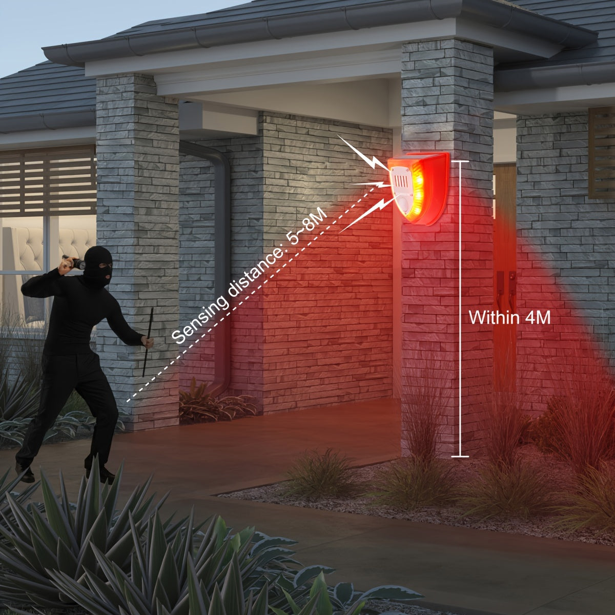 🔥Alarma solar, luz de alarma antirrobo con sensor de cuerpo humano, repelente de animales ultrasónico