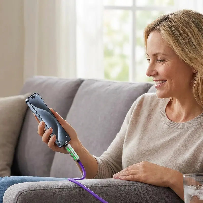 🌈 ¡Un Solo Cable, Más Comodidad! Cargador Multifunción con Luces RGB