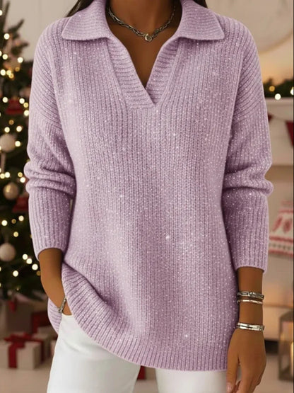 🔥50% de descuento🔥【S-3XL】Prendas de punto elegantes y de moda para mujer, diseño de cuello en V, estampado de cielo estrellado