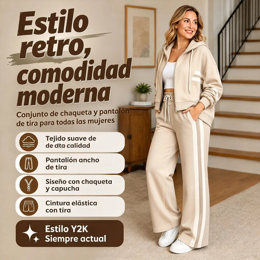 🏆Selección destacada🏆 Conjunto de ropa deportiva a rayas de varias piezas para mujer