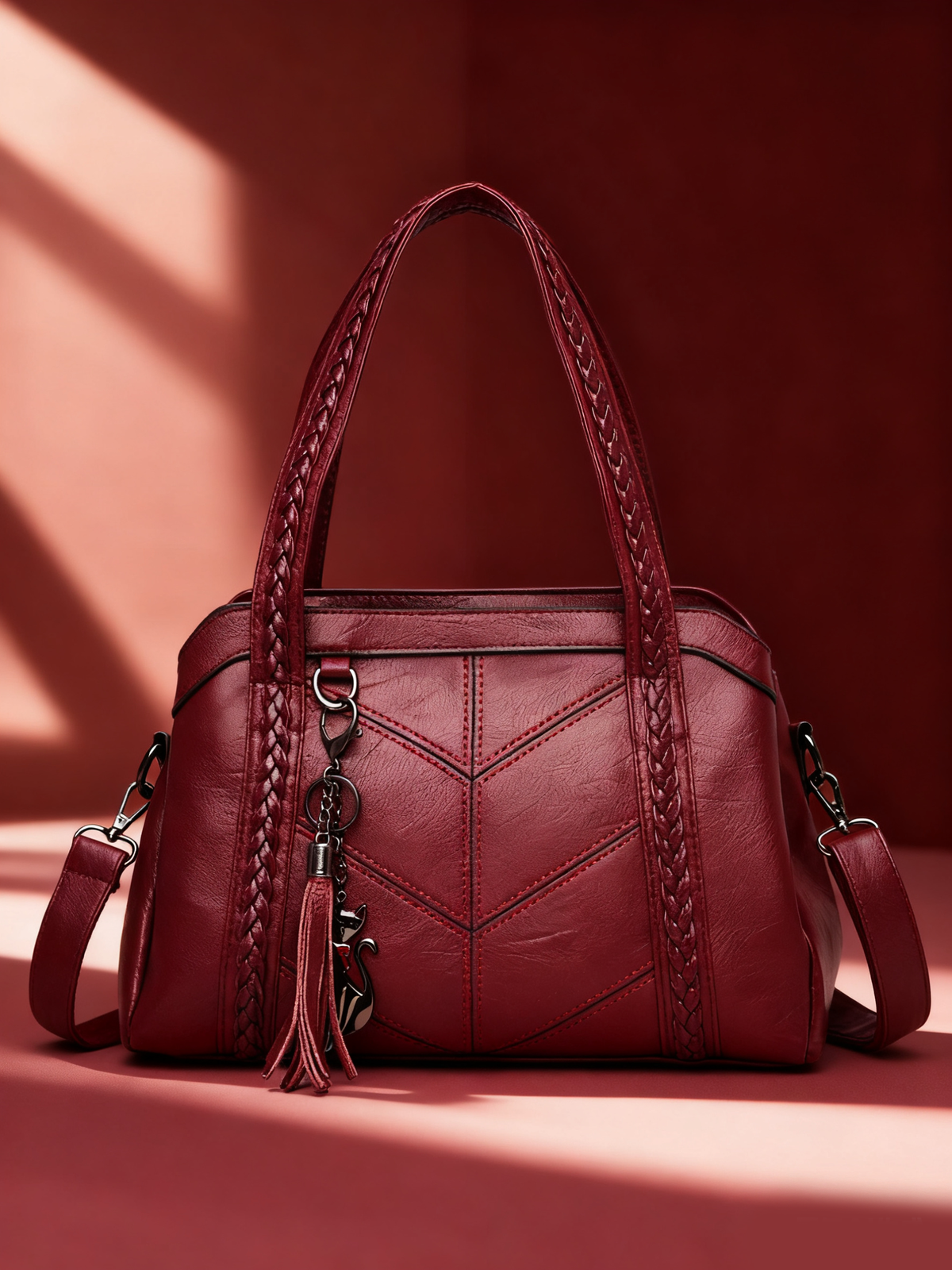 👜💟【50% DE DESCUENTO】Bolso de mano de cuero suave, gran capacidad, tres compartimentos, resistente al agua y a los arañazos.