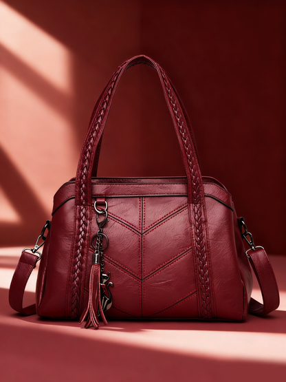 👜💟【50% DE DESCUENTO】Bolso de mano de cuero suave, gran capacidad, tres compartimentos, resistente al agua y a los arañazos.