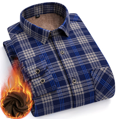 👔【L-5XL】La nueva camisa térmica de terciopelo de doble cara para hombre de otoño e invierno está de moda y es versátil.