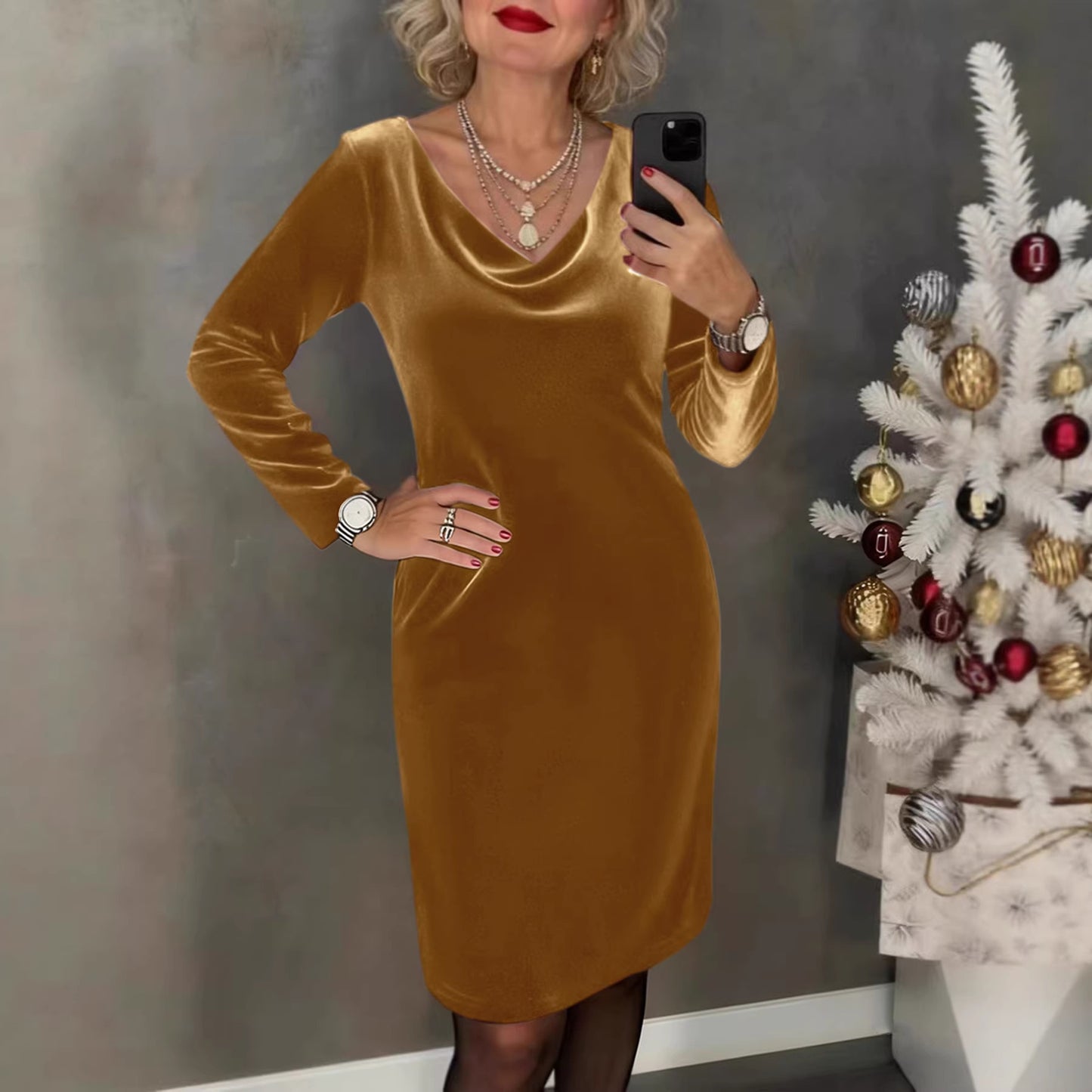 ✨ Vestido de terciopelo 2026 | Mangas largas | Estilo sexy y elegante ✨