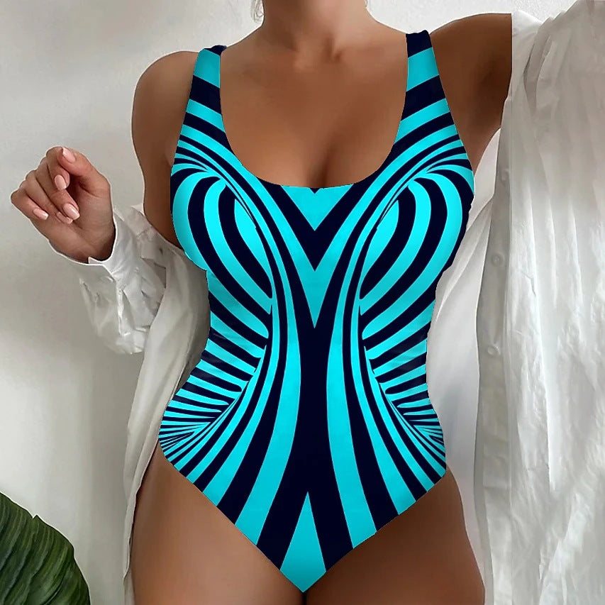 🔥👙🔥【S~6XL】Seksi jednodijelni kupaći kostim s prugastim uzorkom