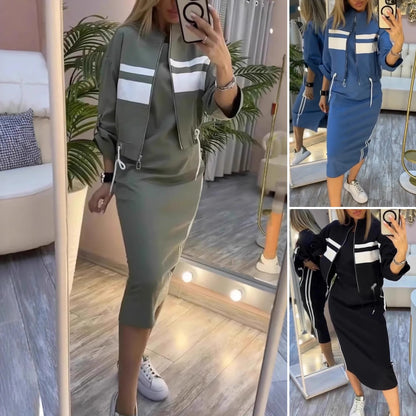 💕😍Vestido moderno de cuello redondo y chaqueta de mujer de 2026, traje casual