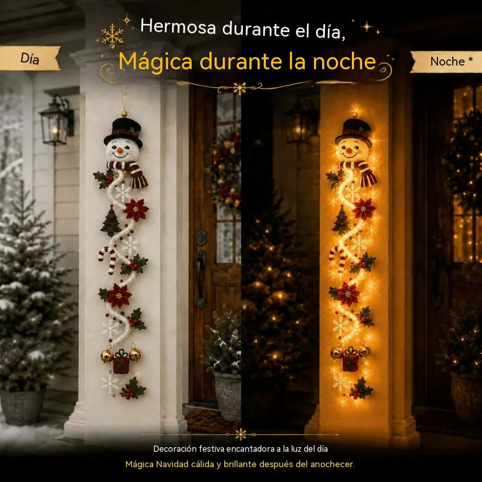 🎄 Decoración navideña luminosa para puertas MerryCascade | 6 diseños festivos, luz cálida, detalles en 3D y diseño vertical que ahorra espacio ✨