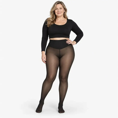 ✨【XS-3XL / 4 colores】 Leggings con forro polar y efecto semitransparente; diseño con una única costura en la parte delantera y trasera. Son leggings semitransparentes que funcionan como capa base.