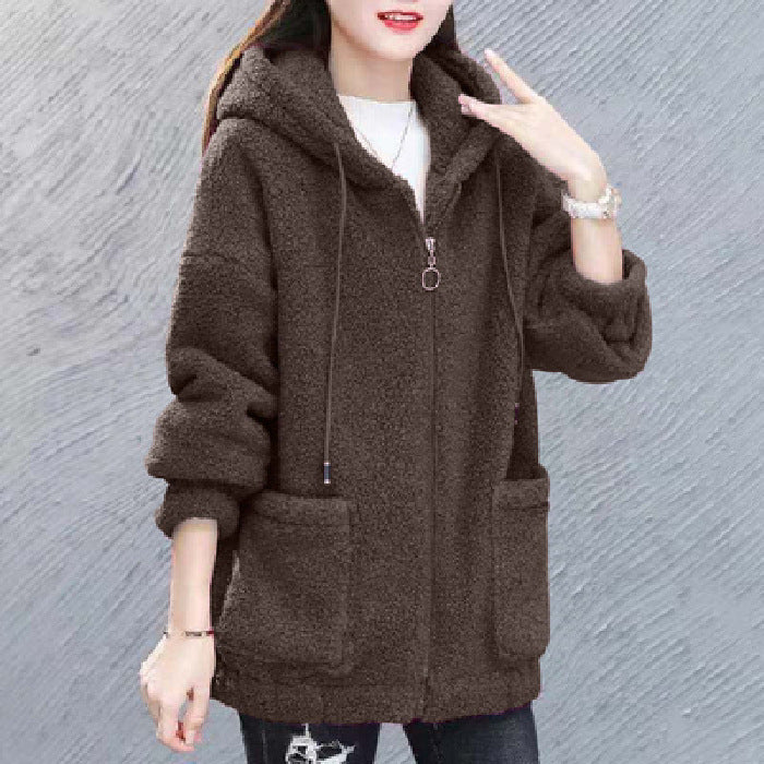 🔥✨【M-4XL】Abrigo con capucha de lana de felpa para mujer, nueva moda de invierno 2026