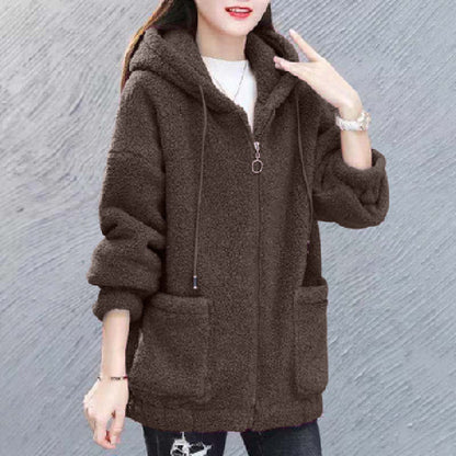 🔥✨【M-4XL】Abrigo con capucha de lana de felpa para mujer, nueva moda de invierno 2026