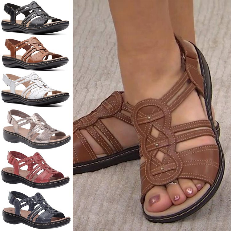 ☀️👡【35-43】Sandalias planas de cuero suaves y cómodas para mujer, ideales para uso diario.