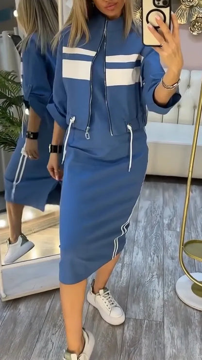 💕😍Vestido moderno de cuello redondo y chaqueta de mujer de 2026, traje casual