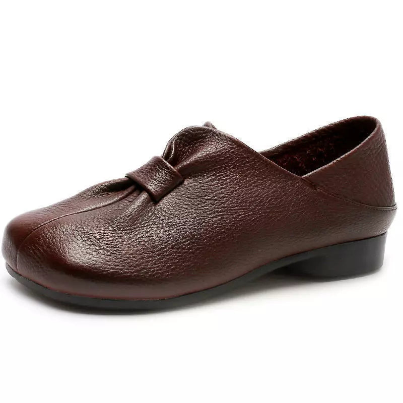 👡【35-42】2026 nuevos zapatos sin cordones de suela suave con lazo, piel de vaca de alta calidad, simples y exquisitos