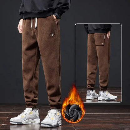 🔥【M-5XL】👖Nuevos pantalones de invierno para hombre: pana gruesa con forro de terciopelo; pantalones cálidos y casuales.