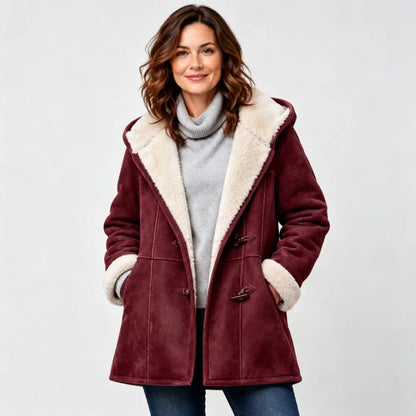 🐏🥼50% OFF💖 Elegantní a teplý dámský kabát z imitace semiše s fleecovou podšívkou, velikosti S-5XL, ležérní zimní bunda