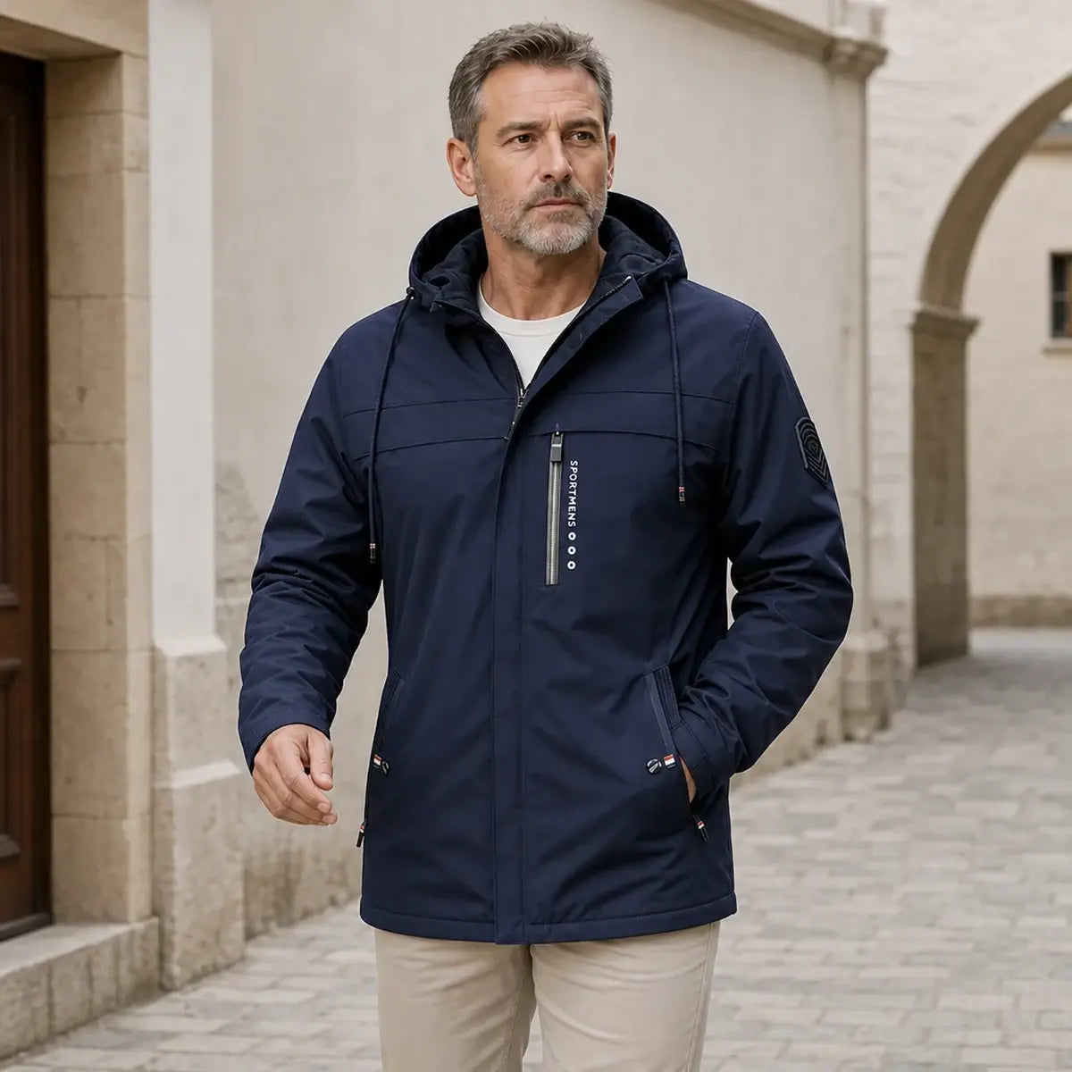 🧥🔥【XS-XL】Chaqueta con capucha de forro polar cálido para hombre Chaqueta de invierno al aire libre Chaqueta impermeable