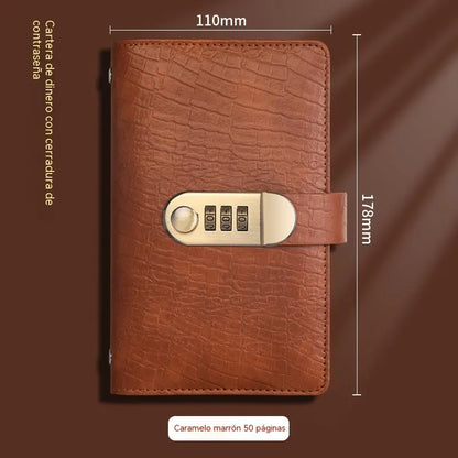 📓💰🔐Se utiliza una libreta protegida con contraseña para guardar cheques, dinero en efectivo, tarjetas bancarias y diversos comprobantes.