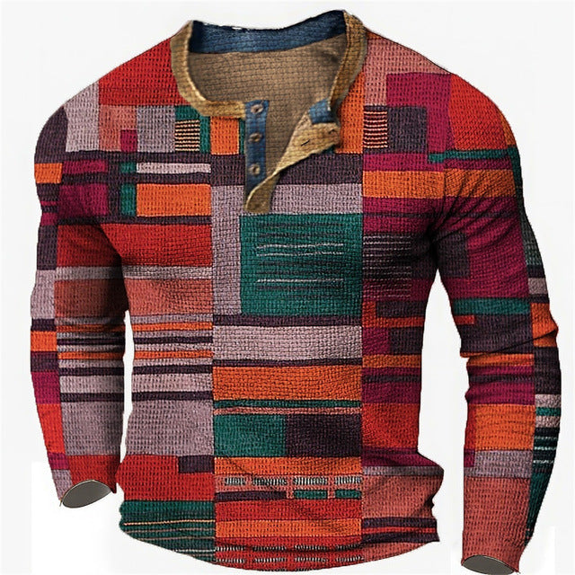 🎁😍[Oferta por tiempo limitado] 👔[S-4XL] Camiseta estampada de manga larga para hombre