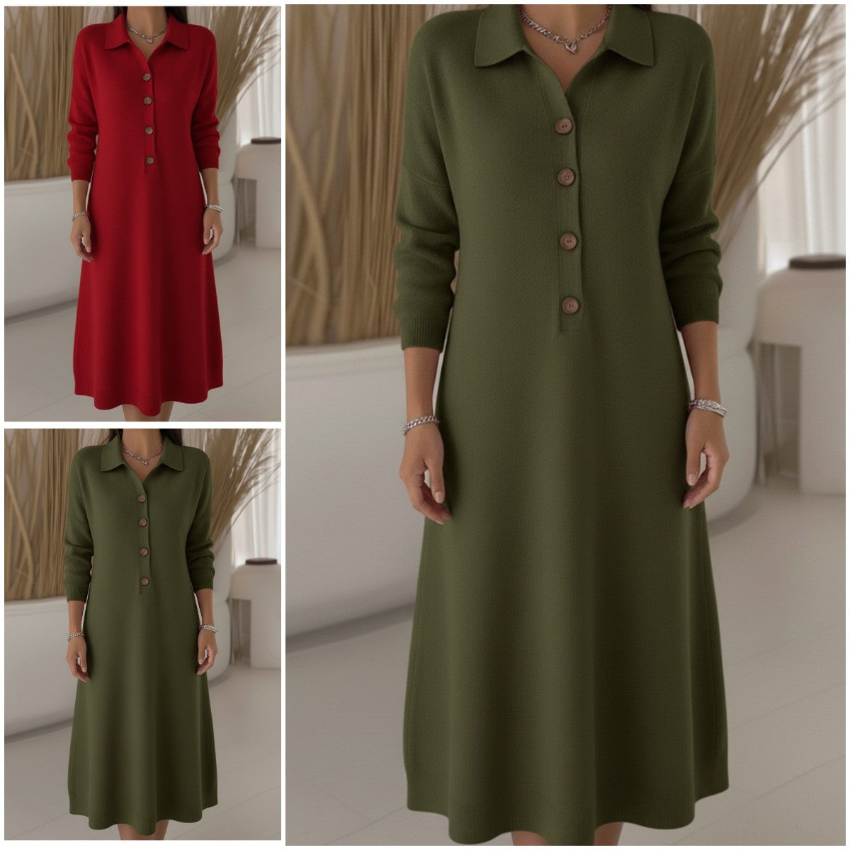 🔥【Ειδική Προσφορά】【S-3XL】Νέο πλεκτό φόρεμα φθινοπώρου/χειμώνα 2026