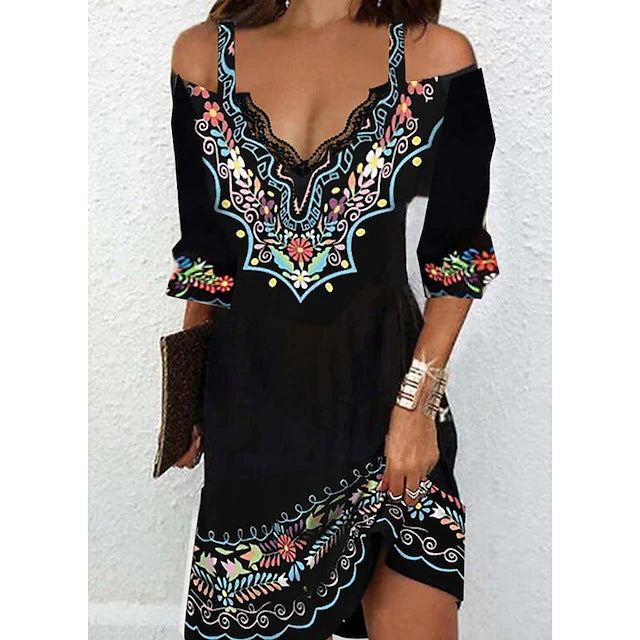 👗🌸【S-5XL】Nuevo vestido con hombros al aire para primavera y verano 2026 - efecto seda