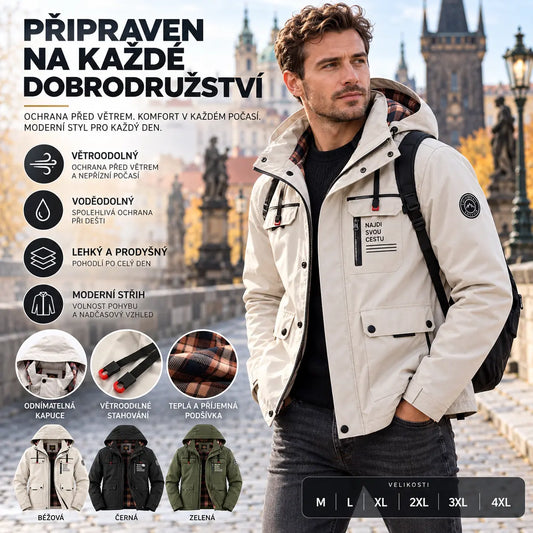 🔥【M-6XL】Nová pánská teplá, větruodolná a nepromokavá bunda