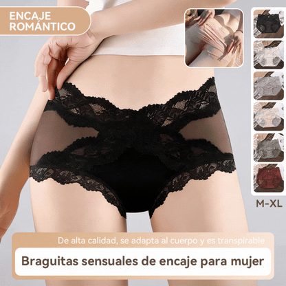 🔥【Compra 3 y llévate 3 gratis】🍑 Braguitas de encaje de talle alto que realzan las caderas: ¡consigue al instante un trasero con forma de melocotón! ✨
