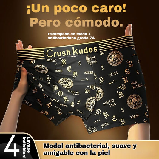 🔥【Compre 2 y obtenga 2 gratis】🚹✅💥【40-140 kg】Ropa interior de seda de hielo transpirable para hombre, ropa interior cómoda sin costuras, talla grande, estampado de moda