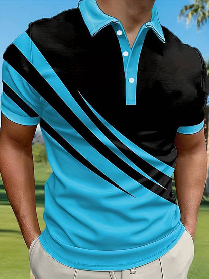 🔥【50% kedvezmény】👔【S-6XL】Férfi új nyári csíkos 3D-nyomtatott póló