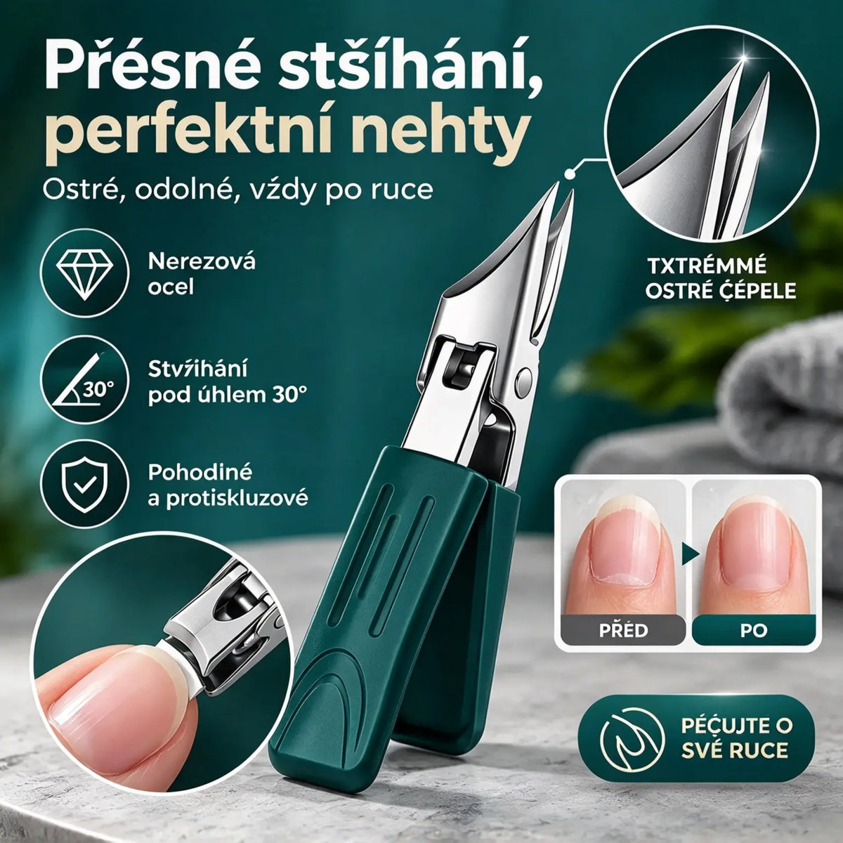 🔥【50%OFF】🔥  Nůžky na nehty s protiskluzovou úpravou a 25° zkoseným okrajem (sada 3 kusů)
