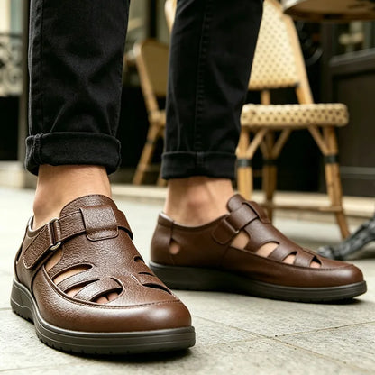 【Oferta especial de último día】👞Sandalias de cuero genuino para hombre, elegantes y cómodas
