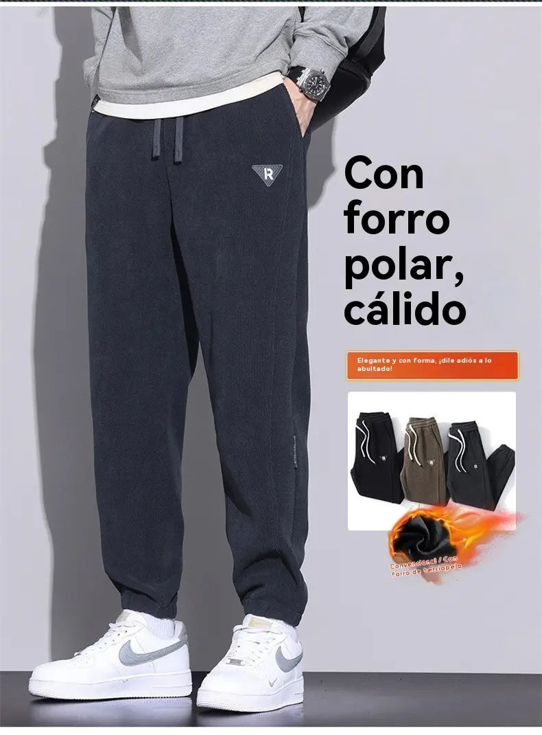 🔥【M-5XL】👖Nuevos pantalones de invierno para hombre: pana gruesa con forro de terciopelo; pantalones cálidos y casuales.