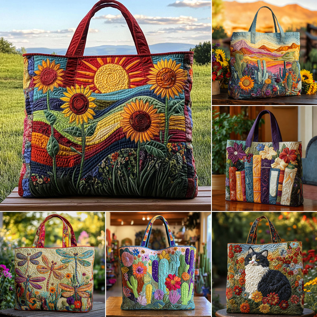 🔥👜Bolsa de mano con diseño floral personalizado (43 cm de ancho, 40 cm de alto)