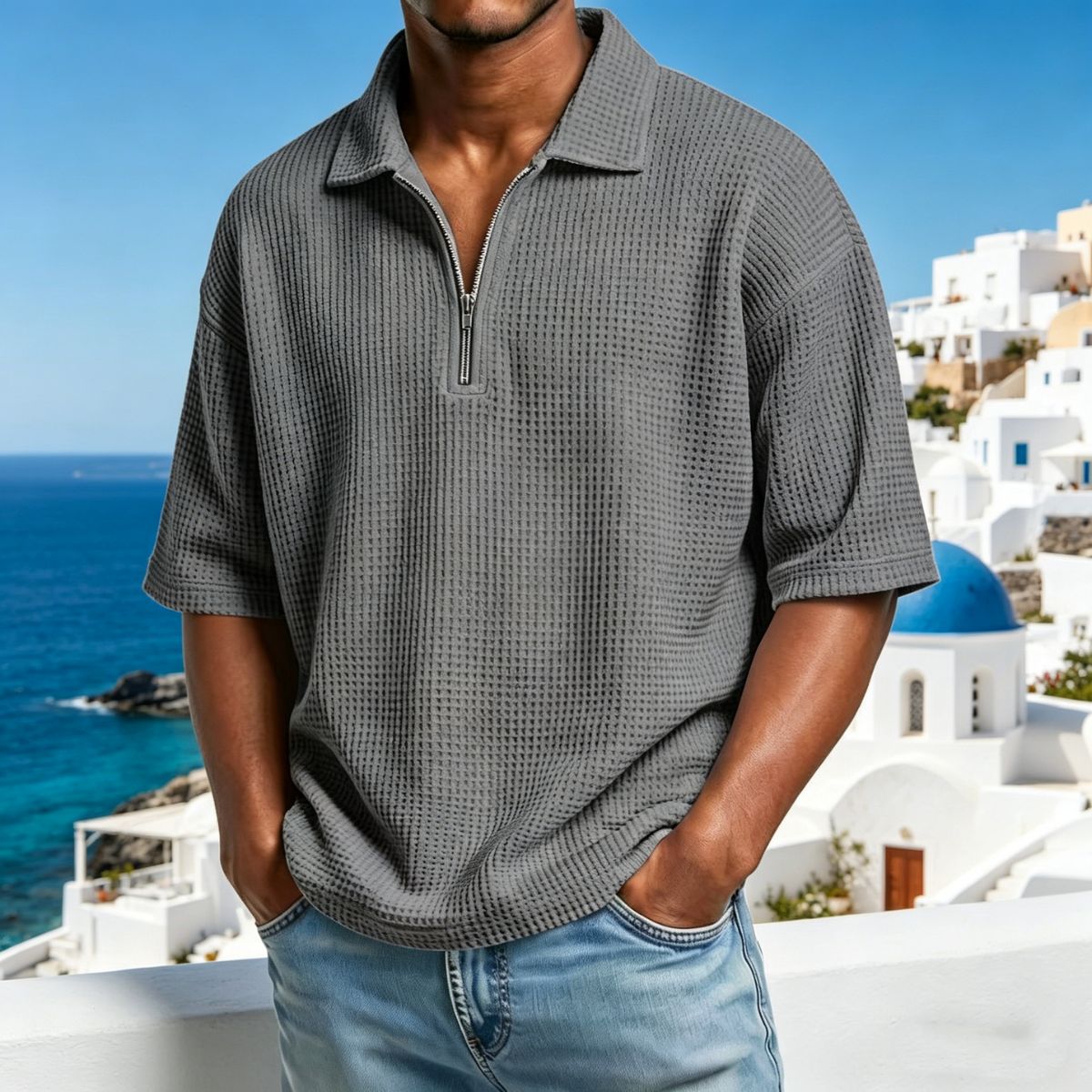 【S-4XL】Nueva colección de verano 2026: Polo de manga corta para hombre de color liso - Pago contra entrega