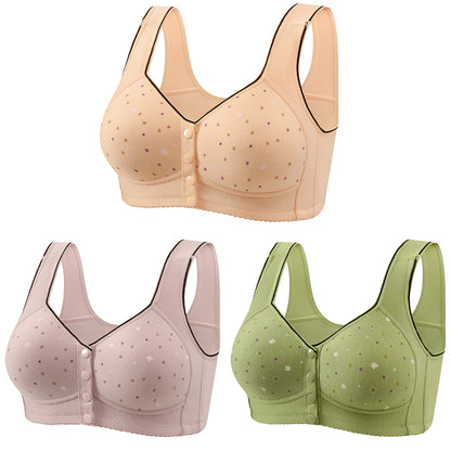 😍【Pack de 3】Sujetador para mujer sin aros y con cierre frontal 【40-120 kg】❤️Cómodo, antibacteriano y de algodón natural