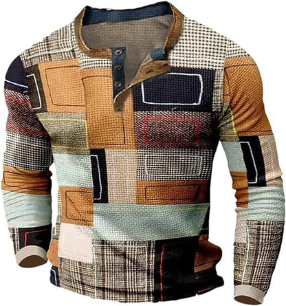 🎁😍[Oferta por tiempo limitado] 👔[S-4XL] Camiseta estampada de manga larga para hombre